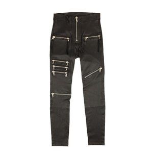 UNRAVEL PROJECT Black Leather Zipper Skinny Pants Size 25 $2240